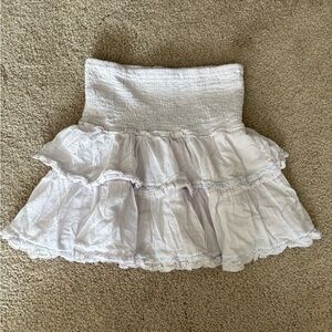 Sunday best Aritzia boho coquette smocked mini ruffle skirt size small